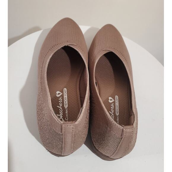 Skechers Womens Cleo Sawdust Wishful Stretch Knit Flex Wedge Slip On Size 7.5 - Picture 4 of 9